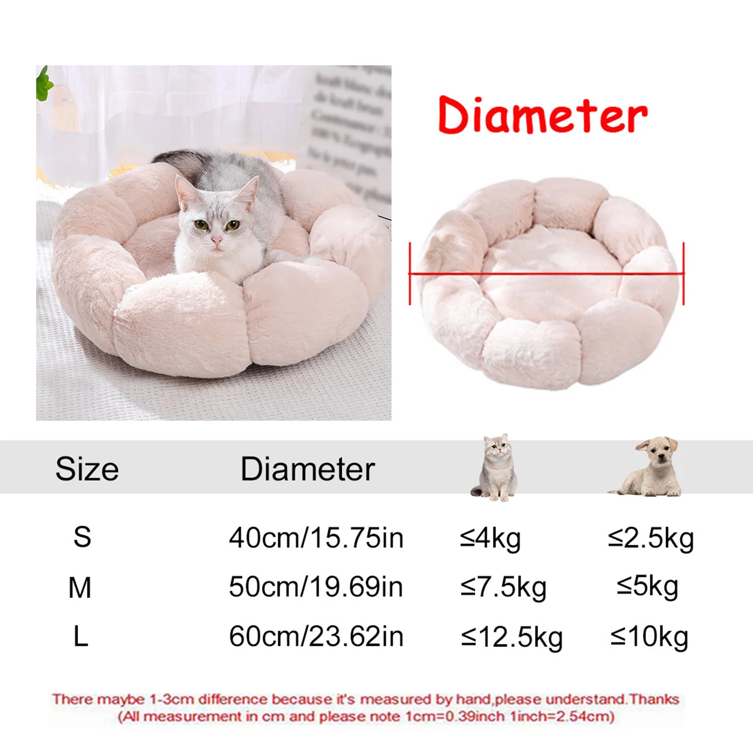 Round Plush Dog Bed — Washable Calming Nest for Small & Medium Dogs