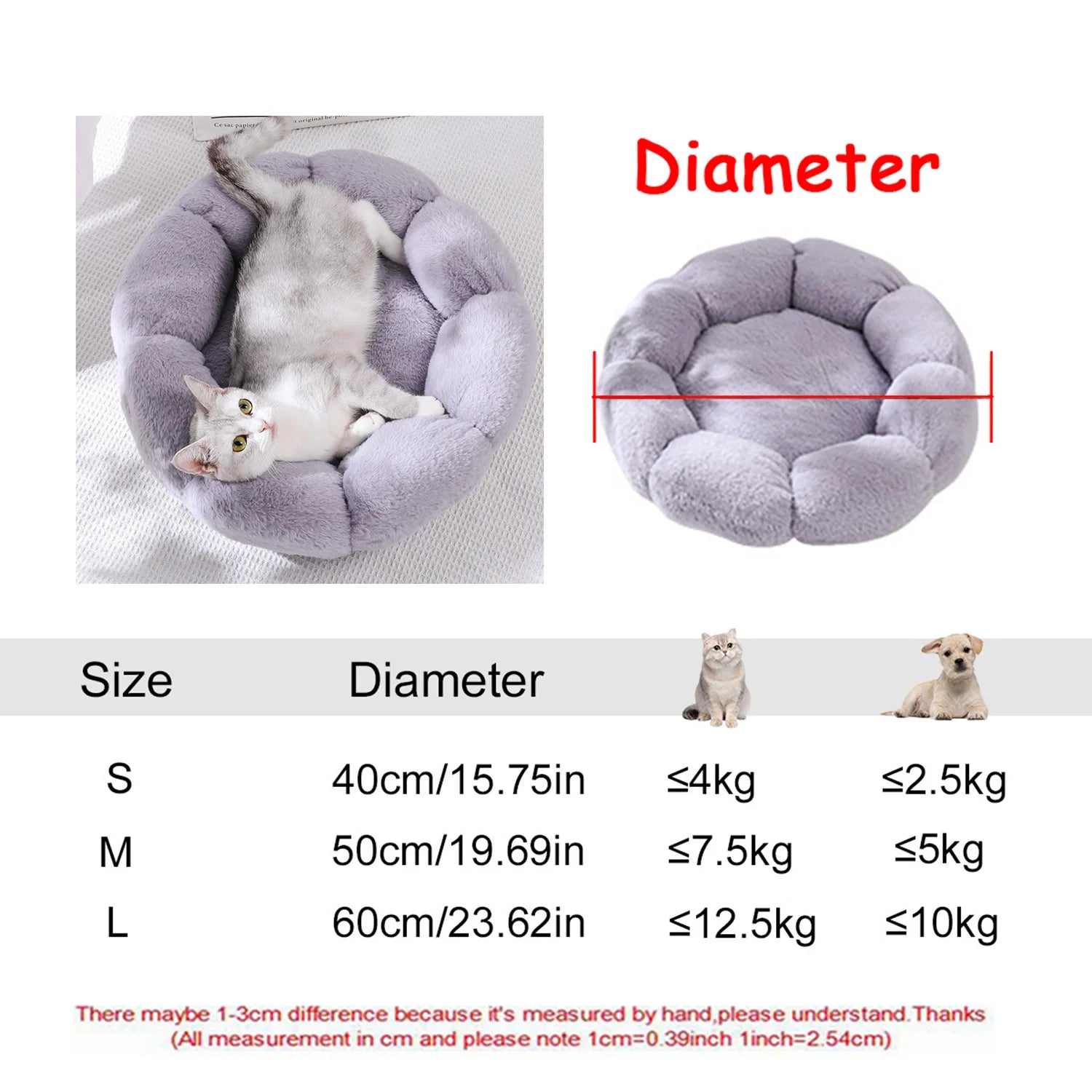 Round Plush Dog Bed — Washable Calming Nest for Small & Medium Dogs