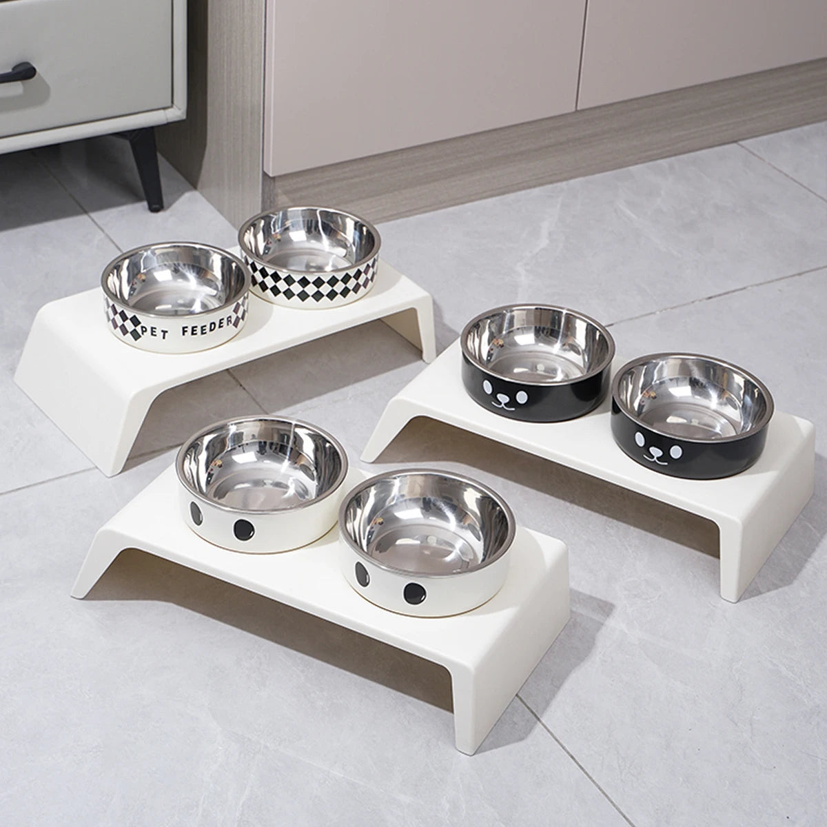 Elevated Double Bowl Stand — Raised Stainless Steel Feeder for Dogs & Cats