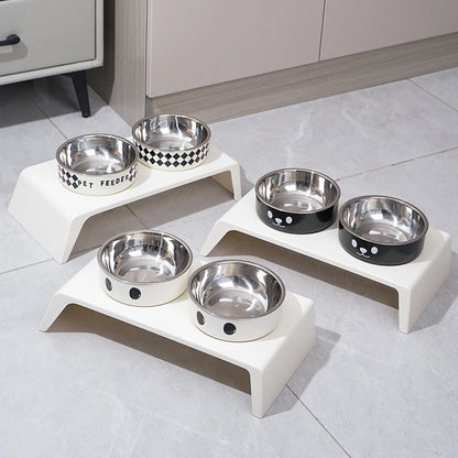 Elevated Double Bowl Stand — Raised Stainless Steel Feeder for Dogs & Cats