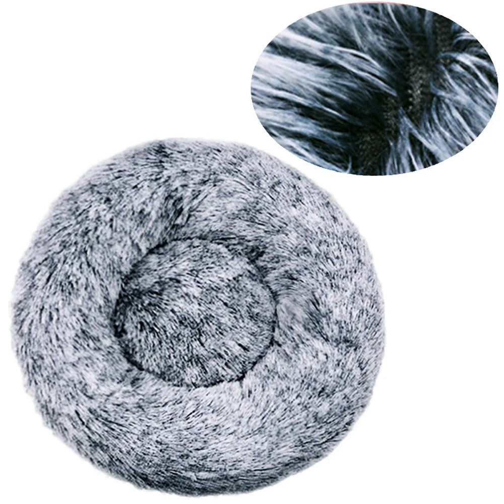 Round Plush Dog Bed — Washable Calming Nest for Small & Medium Dogs