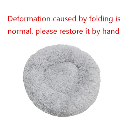 Round Plush Dog Bed — Washable Calming Nest for Small & Medium Dogs
