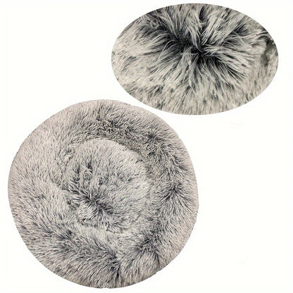 Round Plush Dog Bed — Washable Calming Nest for Small & Medium Dogs