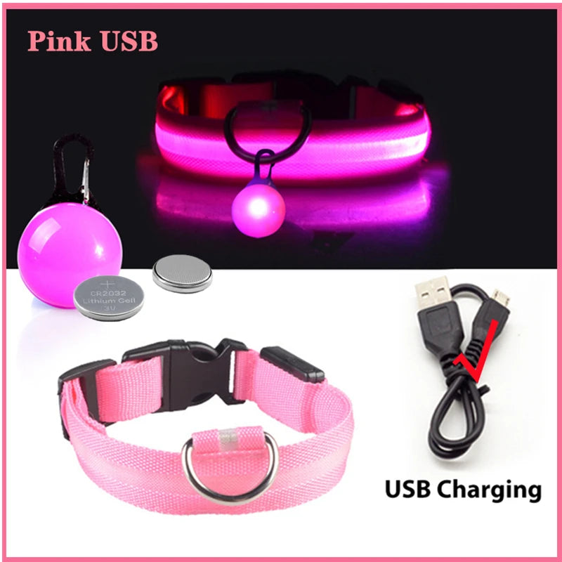LED Dog Collar — Rechargeable 3-Mode Glow Collar for Night Safety