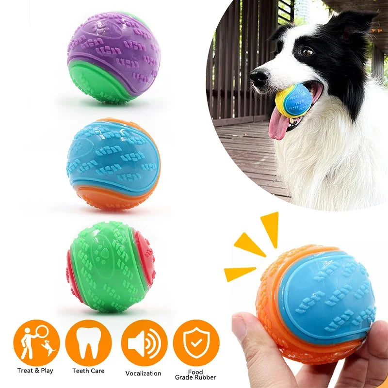 Squeaky TPR Dog Ball — Soft Chew Toy for Teeth Cleaning & Play