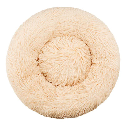 Round Plush Dog Bed — Washable Calming Nest for Small & Medium Dogs