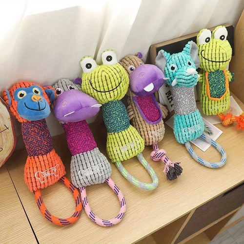 Corduroy Squeaky Dog Toy — Bite-Resistant Animal Chew Toy