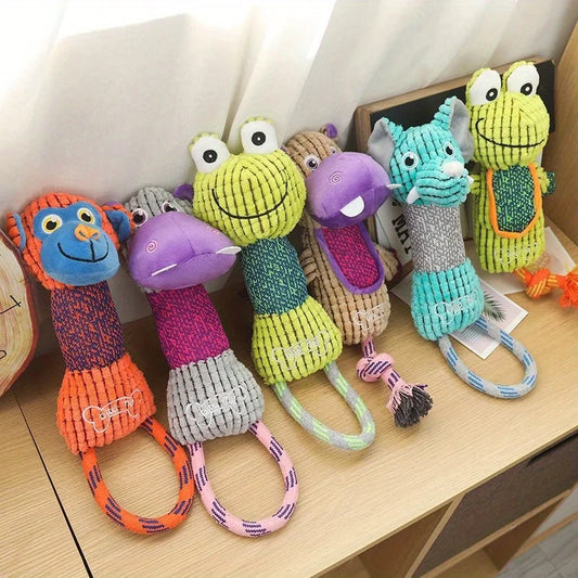 Corduroy Squeaky Dog Toy — Bite-Resistant Animal Chew Toy