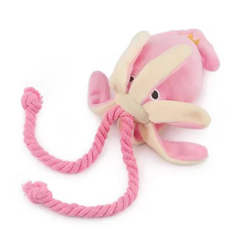Cotton Rope Octopus Dog Toy — Squeaky Chew & Tug Toy for Dogs & Cats