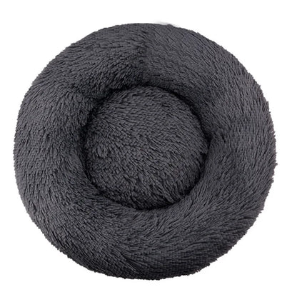 Round Plush Dog Bed — Washable Calming Nest for Small & Medium Dogs
