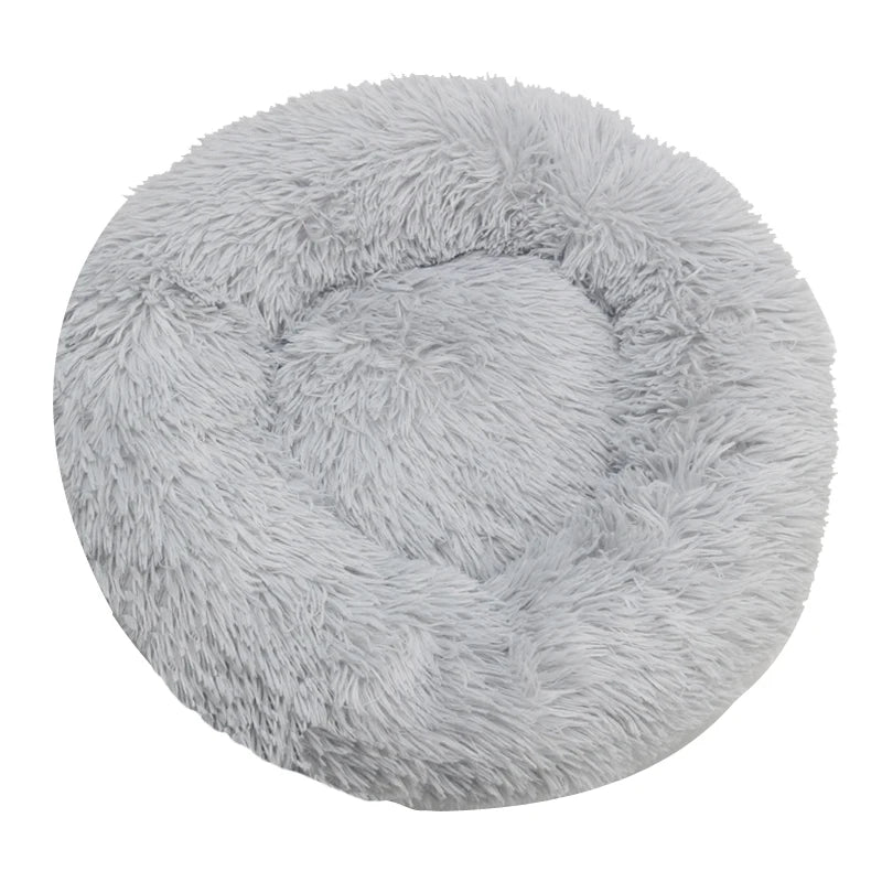 Round Plush Dog Bed — Washable Calming Nest for Small & Medium Dogs