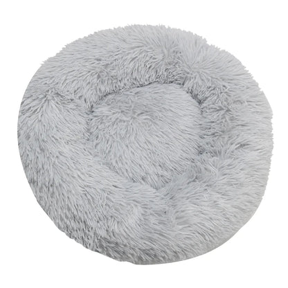 Round Plush Dog Bed — Washable Calming Nest for Small & Medium Dogs
