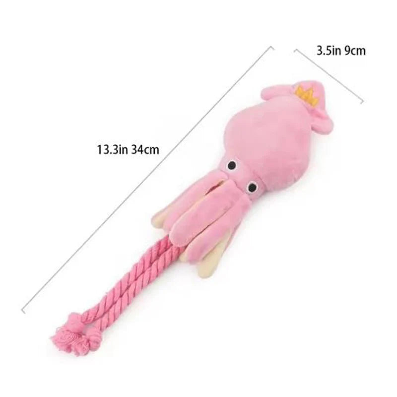 Cotton Rope Octopus Dog Toy — Squeaky Chew & Tug Toy for Dogs & Cats