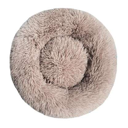 Round Plush Dog Bed — Washable Calming Nest for Small & Medium Dogs
