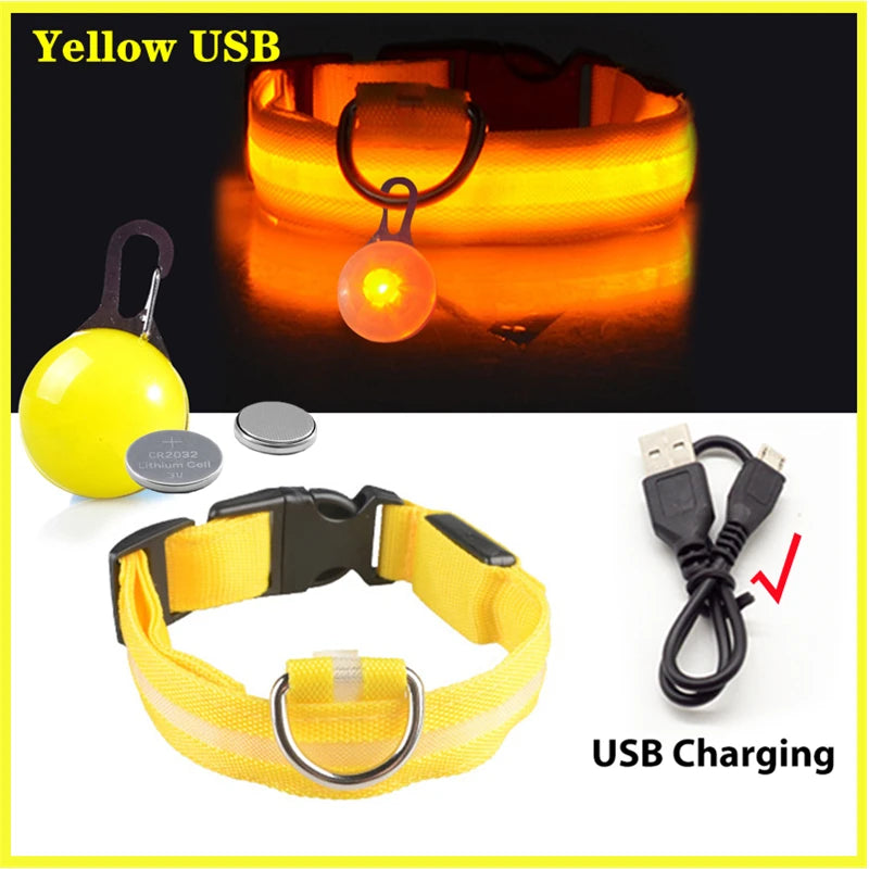LED Dog Collar — Rechargeable 3-Mode Glow Collar for Night Safety