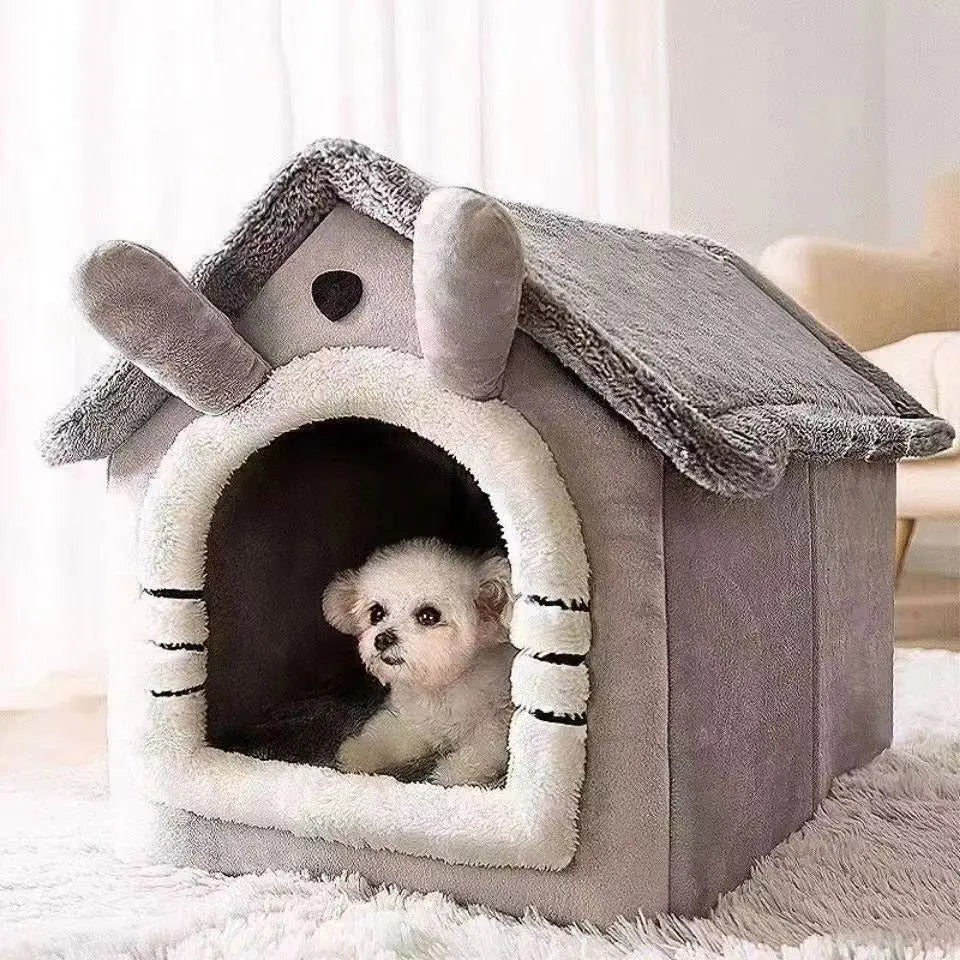 Dog Cave Bed — Cozy Enclosed House-Style Pet Bed for Small Dogs & Cats