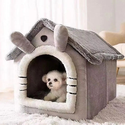 Dog Cave Bed — Cozy Enclosed House-Style Pet Bed for Small Dogs & Cats