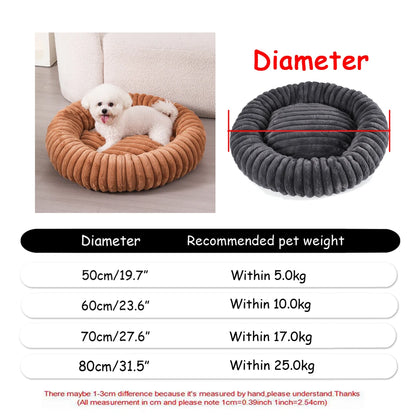 Round Plush Dog Bed — Washable Calming Nest for Small & Medium Dogs
