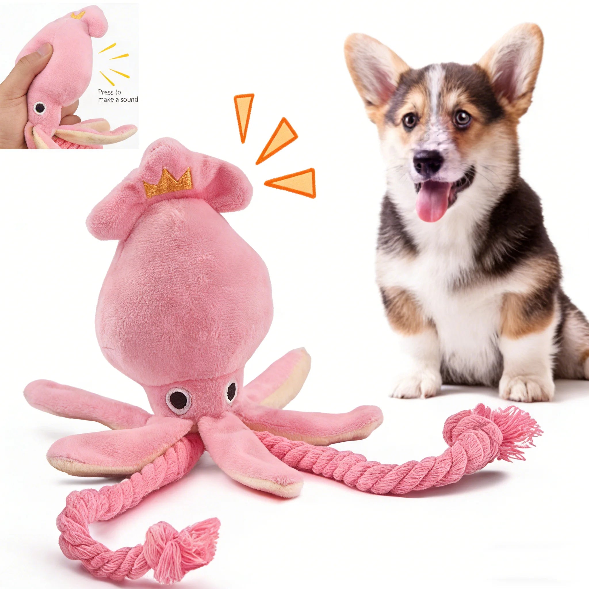 Cotton Rope Octopus Dog Toy — Squeaky Chew & Tug Toy for Dogs & Cats