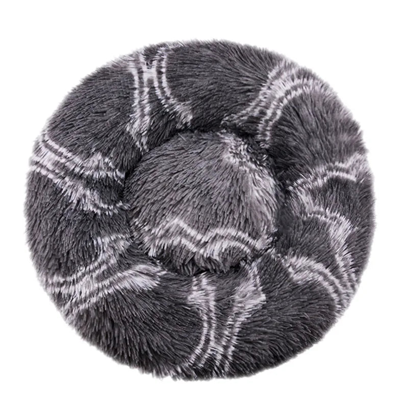 Round Plush Dog Bed — Washable Calming Nest for Small & Medium Dogs