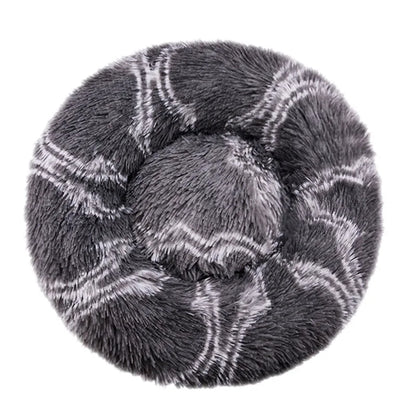 Round Plush Dog Bed — Washable Calming Nest for Small & Medium Dogs