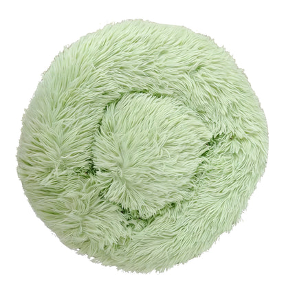 Round Plush Dog Bed — Washable Calming Nest for Small & Medium Dogs