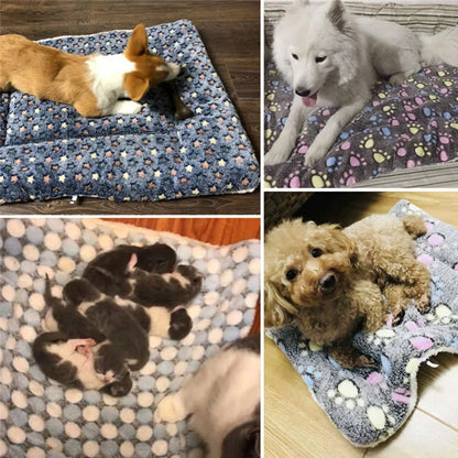 Flannel Dog Sleeping Mat — Soft Washable Blanket Bed for All Seasons