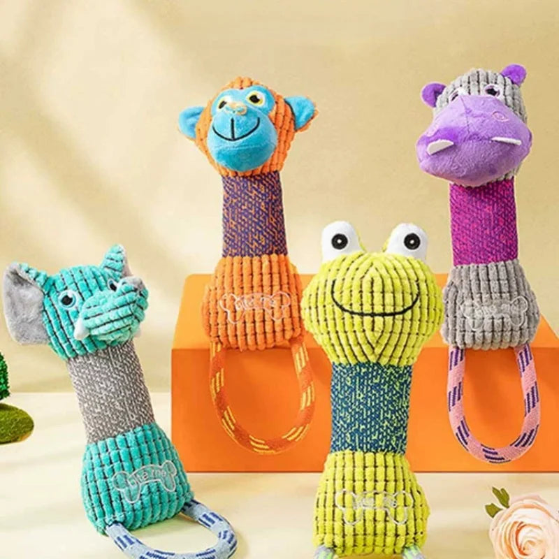 Corduroy Squeaky Dog Toy — Bite-Resistant Animal Chew Toy