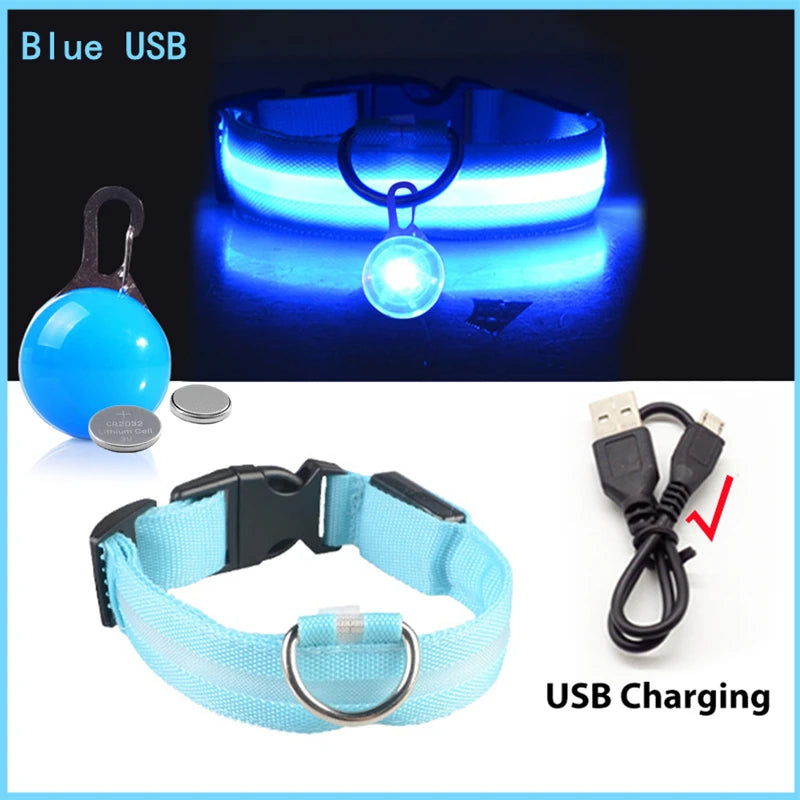 LED Dog Collar — Rechargeable 3-Mode Glow Collar for Night Safety