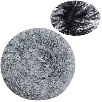 Round Plush Dog Bed — Washable Calming Nest for Small & Medium Dogs