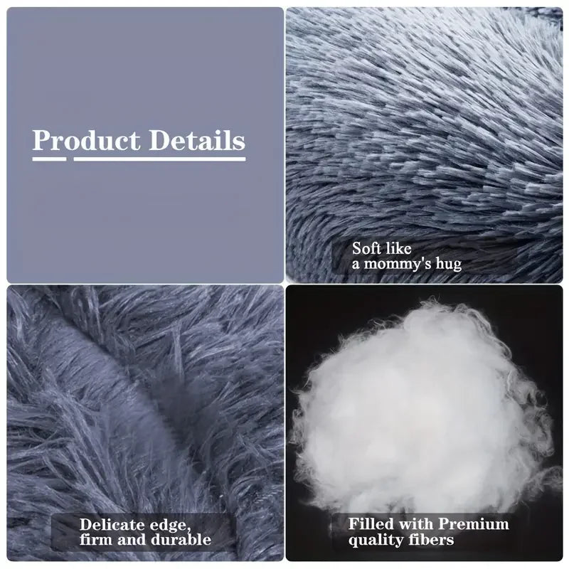 Round Plush Dog Bed — Washable Calming Nest for Small & Medium Dogs