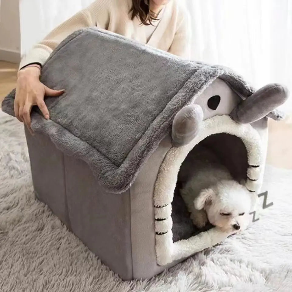 Dog Cave Bed — Cozy Enclosed House-Style Pet Bed for Small Dogs & Cats