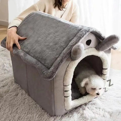 Dog Cave Bed — Cozy Enclosed House-Style Pet Bed for Small Dogs & Cats