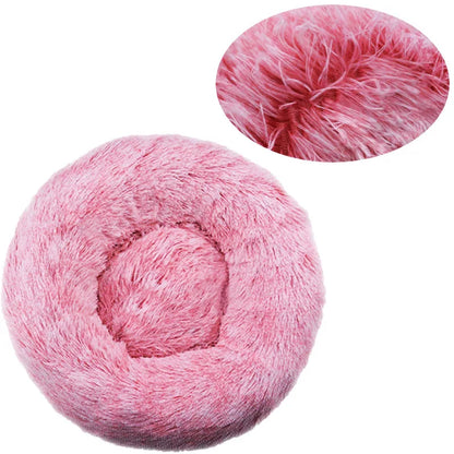 Round Plush Dog Bed — Washable Calming Nest for Small & Medium Dogs