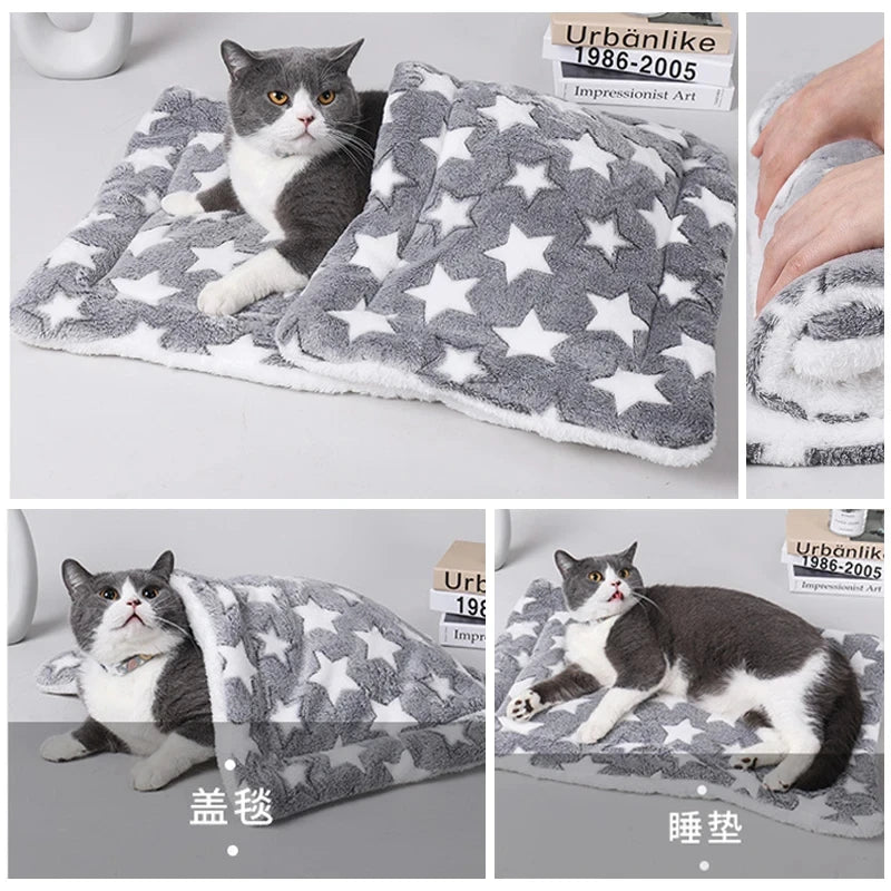 Flannel Dog Sleeping Mat — Soft Washable Blanket Bed for All Seasons