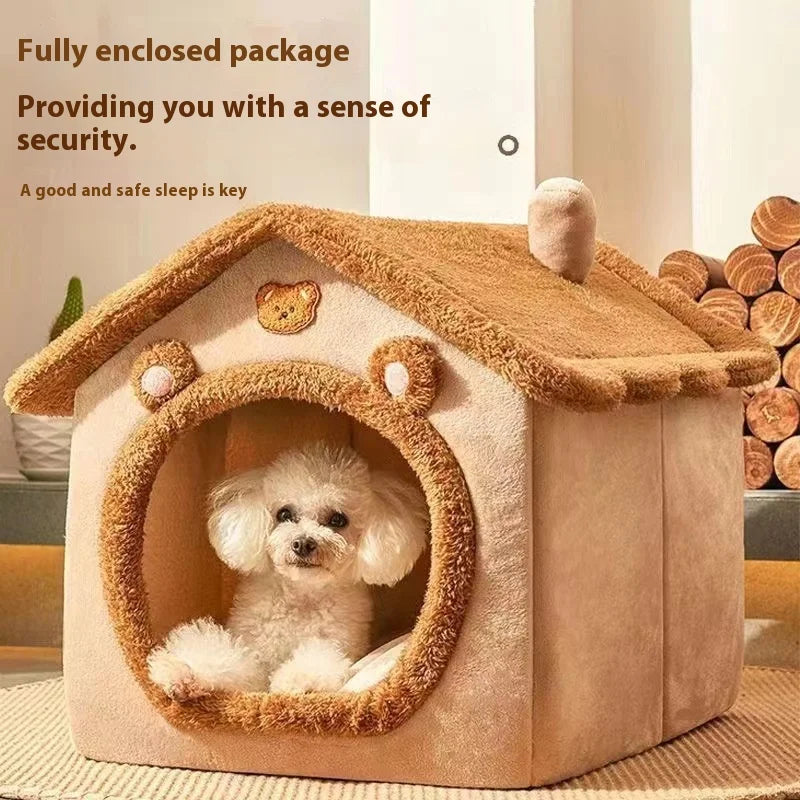 Dog Cave Bed — Cozy Enclosed House-Style Pet Bed for Small Dogs & Cats