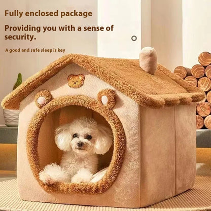 Dog Cave Bed — Cozy Enclosed House-Style Pet Bed for Small Dogs & Cats