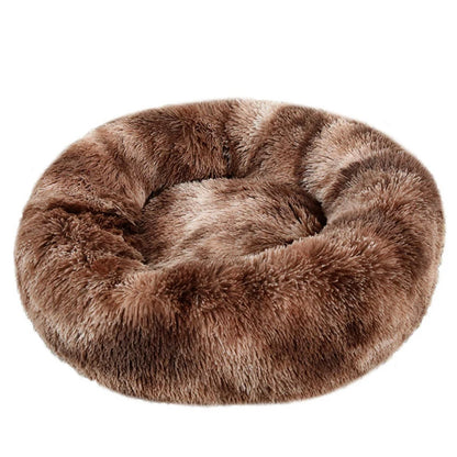 Round Plush Dog Bed — Washable Calming Nest for Small & Medium Dogs