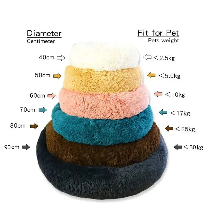 Round Plush Dog Bed — Washable Calming Nest for Small & Medium Dogs