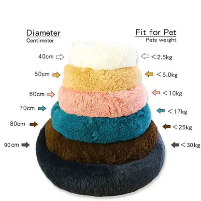 Round Plush Dog Bed — Washable Calming Nest for Small & Medium Dogs
