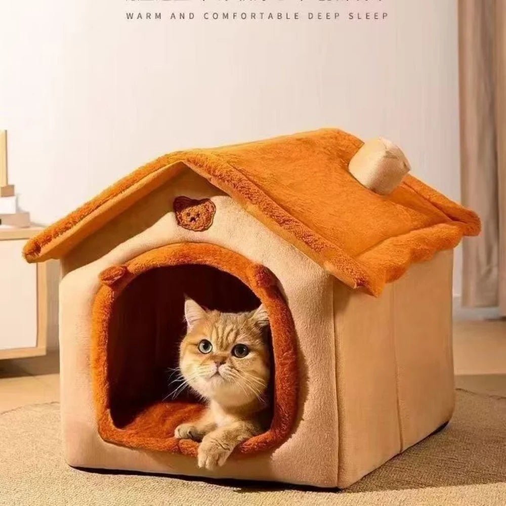 Dog Cave Bed — Cozy Enclosed House-Style Pet Bed for Small Dogs & Cats