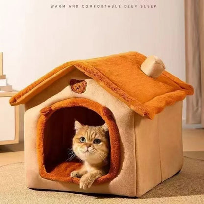 Dog Cave Bed — Cozy Enclosed House-Style Pet Bed for Small Dogs & Cats