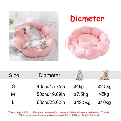 Round Plush Dog Bed — Washable Calming Nest for Small & Medium Dogs
