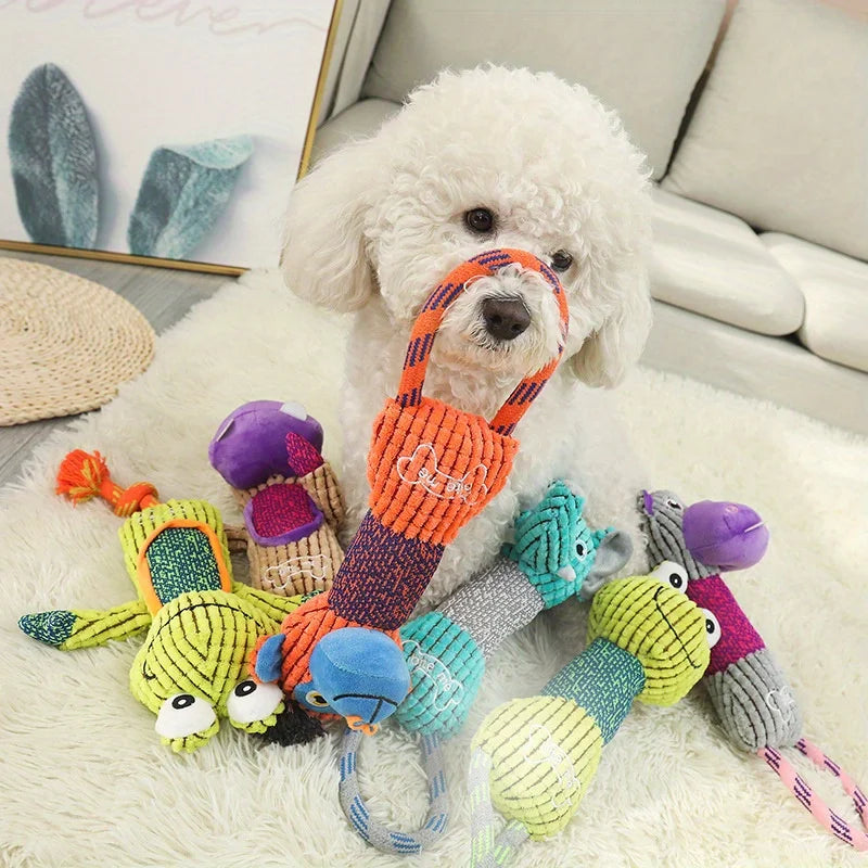 Corduroy Squeaky Dog Toy — Bite-Resistant Animal Chew Toy