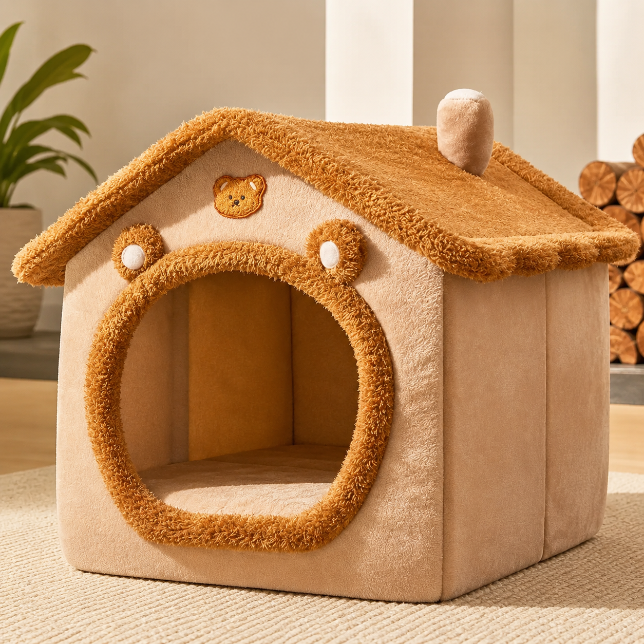 Dog Cave Bed — Cozy Enclosed House-Style Pet Bed for Small Dogs & Cats